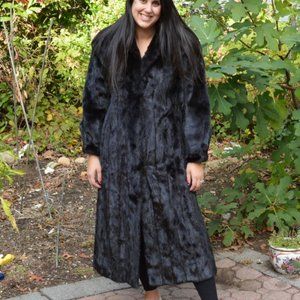 Mink Full Length Ranch Black Fur Coat Size 10-12